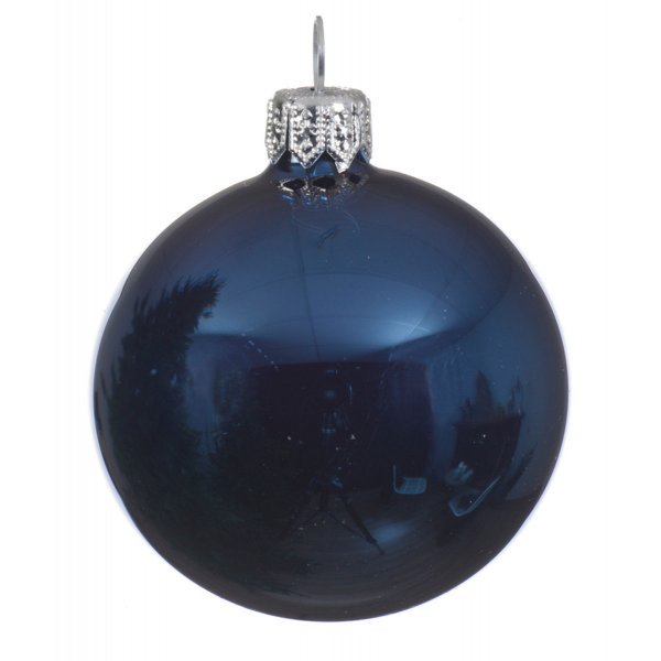Χριστουγεννιάτικη Γυάλινη Μπάλα Οροφής Μπλε Γυαλιστερή (15cm)